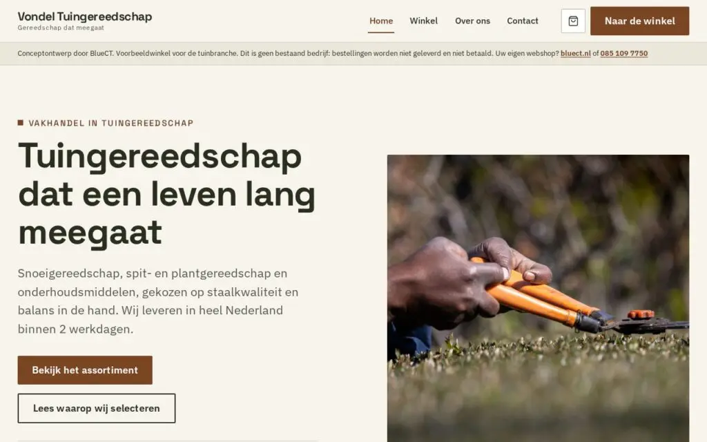 Conceptontwerp voor de webshop en detailhandel: Vondel Tuingereedschap